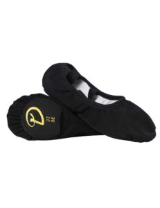 daydance black ballet slippers for women, 4 way elastic canvas dance shoes