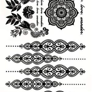 Temporary Tattoos for Adult Women - 2 Sheets - Black Big Snake Butterfly Lotus Mandala Medallion Sexy Small Butterflies Sleeve Words Adults Tattoo