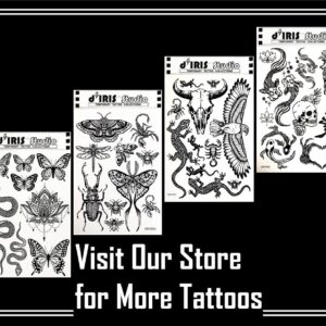 Temporary Tattoos for Adult Women - 2 Sheets - Black Big Snake Butterfly Lotus Mandala Medallion Sexy Small Butterflies Sleeve Words Adults Tattoo