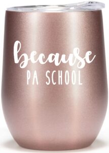 rock and llama pa school gifts for women - 12oz tumbler cup wine glass - funny gift for physician assistants, pa student gifts, graduation, acceptance, future physician assistant coffee mug
