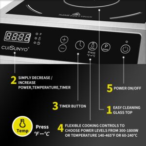 3500W 240v Portable Commercial Induction Cooktop 10 Power Levels 500-3500W Countertop Burner with 12 Timer Settings 140-465°F and LCD Screen Stainless Steel Electric Stove