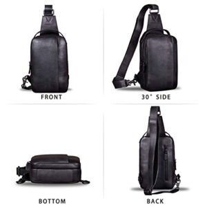 Genuine Leather Sling Bag for Men Crossbody Casual Hiking Daypack Vintage Handmade Chest Shoulder Backpack (Darkgray) Medium