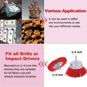 Rocaris 9 Pack Nylon Filament Abrasive Wire Brush Wheel & Cup Brush Set with 1/4 Inch Hex Shank, for Removal of Rust/Corrosion/Paint - 80 Grit, 120 Grit, 240 Grit