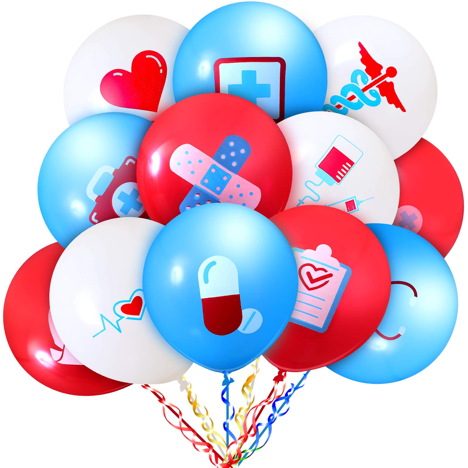 60 Pieces Nurse Balloons Nurse Party Decoration Supplies Nursing Latex Balloon Nurse Balloons Decorations for Nurse Graduation RN Themed Party