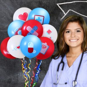 60 Pieces Nurse Balloons Nurse Party Decoration Supplies Nursing Latex Balloon Nurse Balloons Decorations for Nurse Graduation RN Themed Party