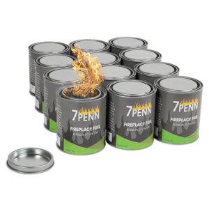 7penn gel fireplace fuel cans, 13oz - 12 pack fire pit gel fuel cans for fireplace, fire bowls, and chafing dishes