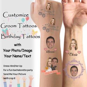 Personalized Temporary Tattoo Custom Name Boy Face Custom Tatto Paper 1 Set of 15 Pieces Birthday Bachelor Wedding Tattoos