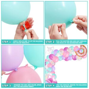 Donut Grow Up Photo Backdrop Banner And Balloons Garland Pastel Sprinkles Decoration Kits Confetti Doughnut Centerpiece Kids B-day Party Photography Background Ideas