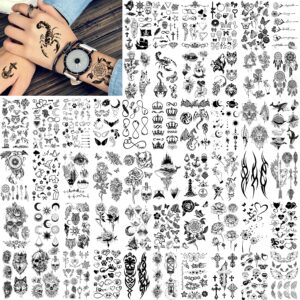 fanrui 52 sheets creative black tiny crown infinity triangle fake tattoos for men women realistic stars letters tattoos for kids tattoos temporary waterproof arm hand face finger neck tatoo stickers