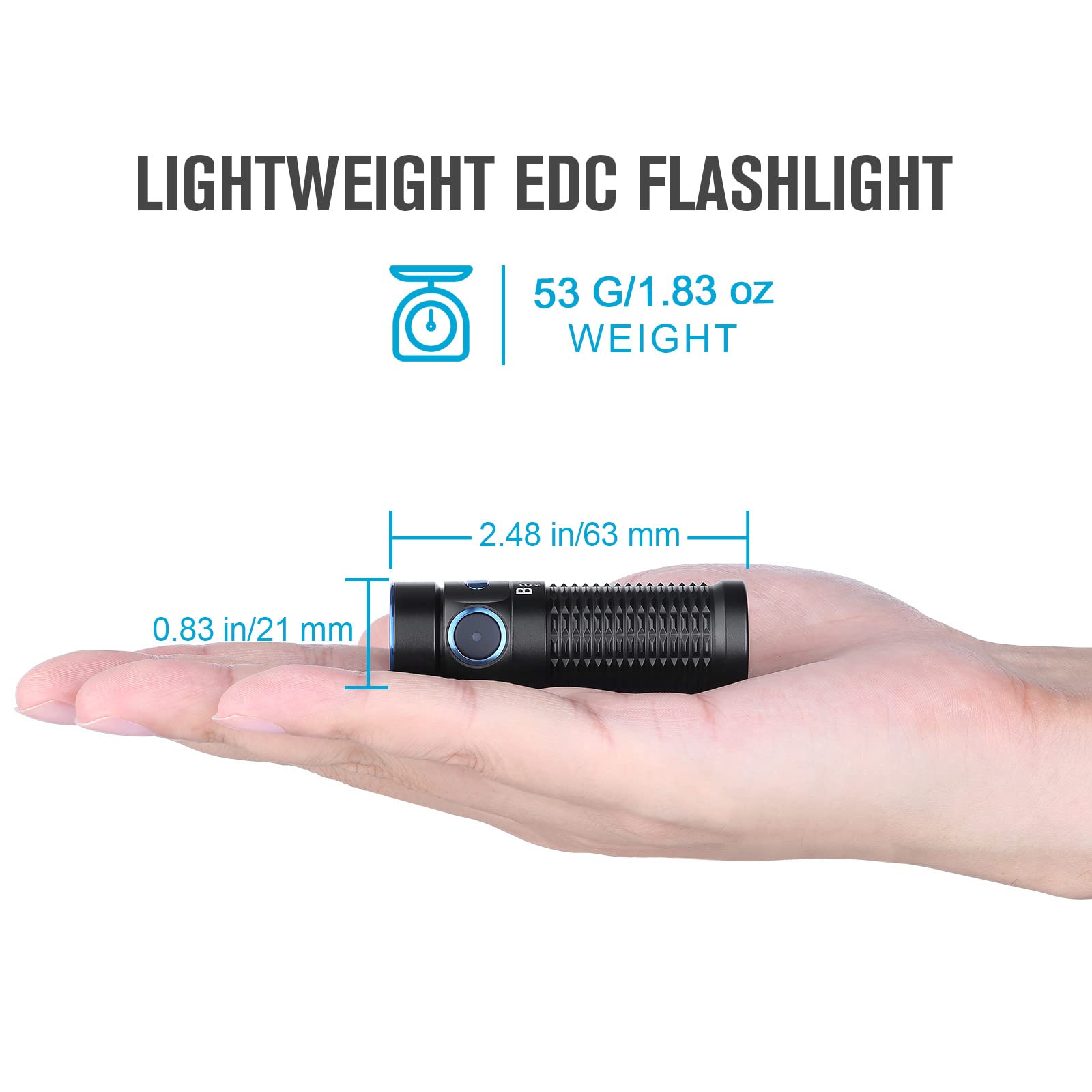 OLIGHT Baton3 1200 Lumens Ultra-Compact Rechargeable EDC Flashlight, Powered by Rechargeable Battery for Household Search, Outdoor Camping, Hiking and Mountaineering (Black)