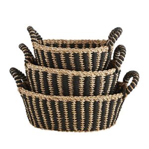 47th & main oval basket set, medium, seagrass-black stripe