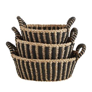 47th & Main Oval Basket Set, Medium, Seagrass-Black Stripe