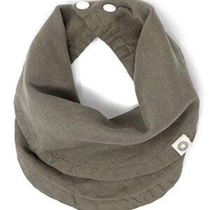 Kishu Baby Indi Infinity Scarf Bib - Super Soft Organic Cotton Muslin Drool Bib with Snaps (Olive)