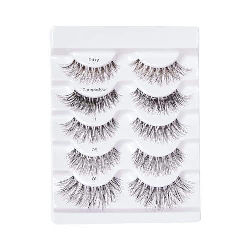 KISS So Wispy Curated Collection of Bestselling False Eyelash Styles Multipack, Volume & Curl, Lash Extensions Look, Signature Wispy Effect, Cruelty Free, Reusable, Contact Lens Friendly, 5-Pair