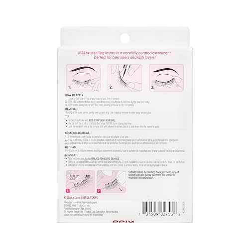 KISS So Wispy Curated Collection of Bestselling False Eyelash Styles Multipack, Volume & Curl, Lash Extensions Look, Signature Wispy Effect, Cruelty Free, Reusable, Contact Lens Friendly, 5-Pair