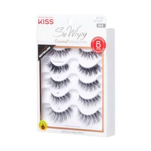 KISS So Wispy Curated Collection of Bestselling False Eyelash Styles Multipack, Volume & Curl, Lash Extensions Look, Signature Wispy Effect, Cruelty Free, Reusable, Contact Lens Friendly, 5-Pair