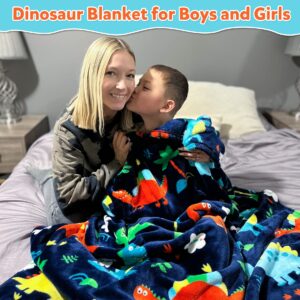 mermaker Dinosaur Blanket for Boys, 380 GSM Dinosaur Toddler Blanket for Boys and Girls, Cute Dinosaur Blanket for Kids, Toddler Boys Blanket Soft Fleece Kids Throw Blanket for Toddler (50x60 inch)