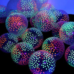 sumind 50 pieces neon glow balloons blacklight reactive fluorescent mini polka dots balloons blacklight party balloons glow in the dark neon latex balloons for birthday wedding arch party decoration