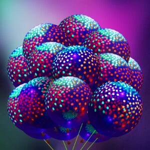 Sumind 50 Pieces Neon Glow Balloons Blacklight Reactive Fluorescent Mini Polka Dots Balloons Blacklight Party Balloons Glow in the Dark Neon Latex Balloons for Birthday Wedding Arch Party Decoration