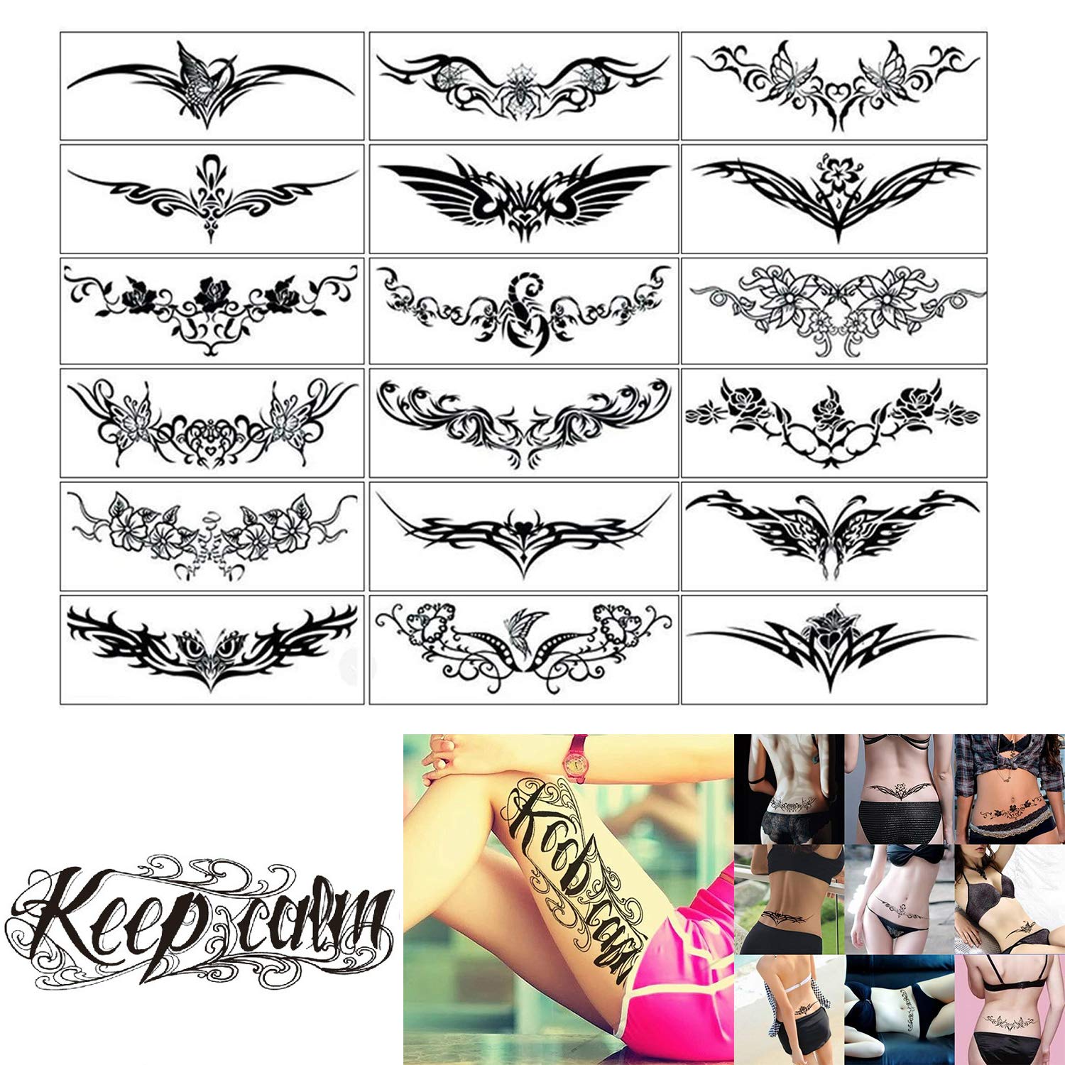 ELANE 19 Sheets Temporary Tattoos for Women Sexy,Tattoo Stickers for Women,Fake Tattoos Women,Tattoo Stickers for Men