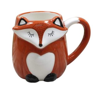 mozacona 3d ceramic fox relief hand painted coffee mug milk cup with handle