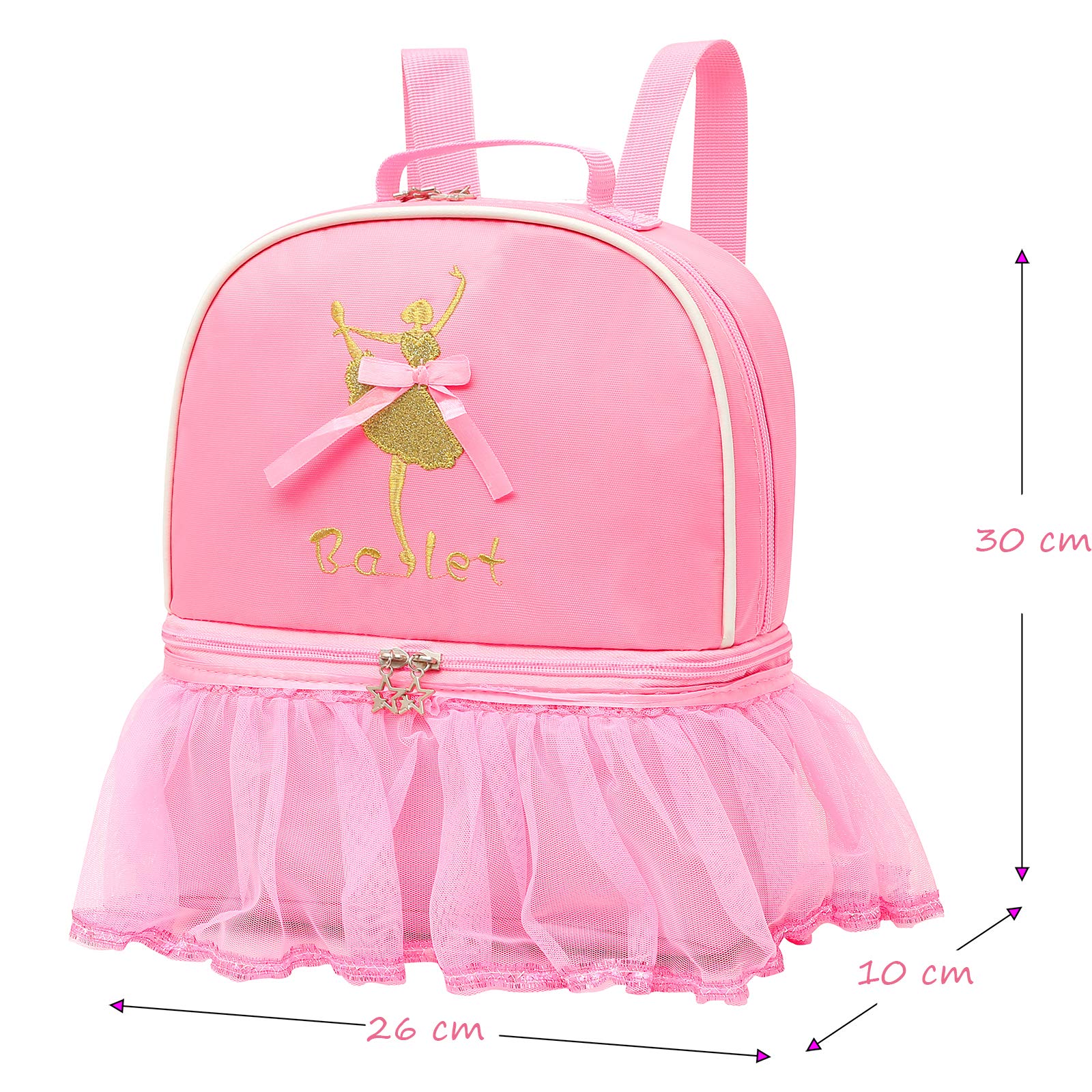 Dorlubel Cute Ballet Dance Backpack Tutu Dress Dance Bag with Key Chain Girls (Pink7 of tutu girl)