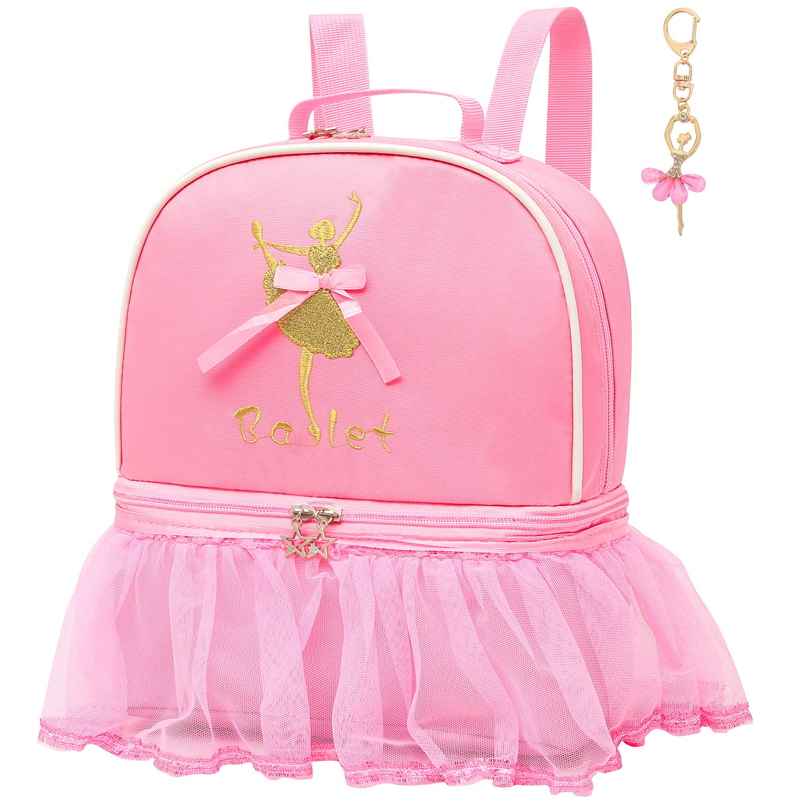 Dorlubel Cute Ballet Dance Backpack Tutu Dress Dance Bag with Key Chain Girls (Pink7 of tutu girl)