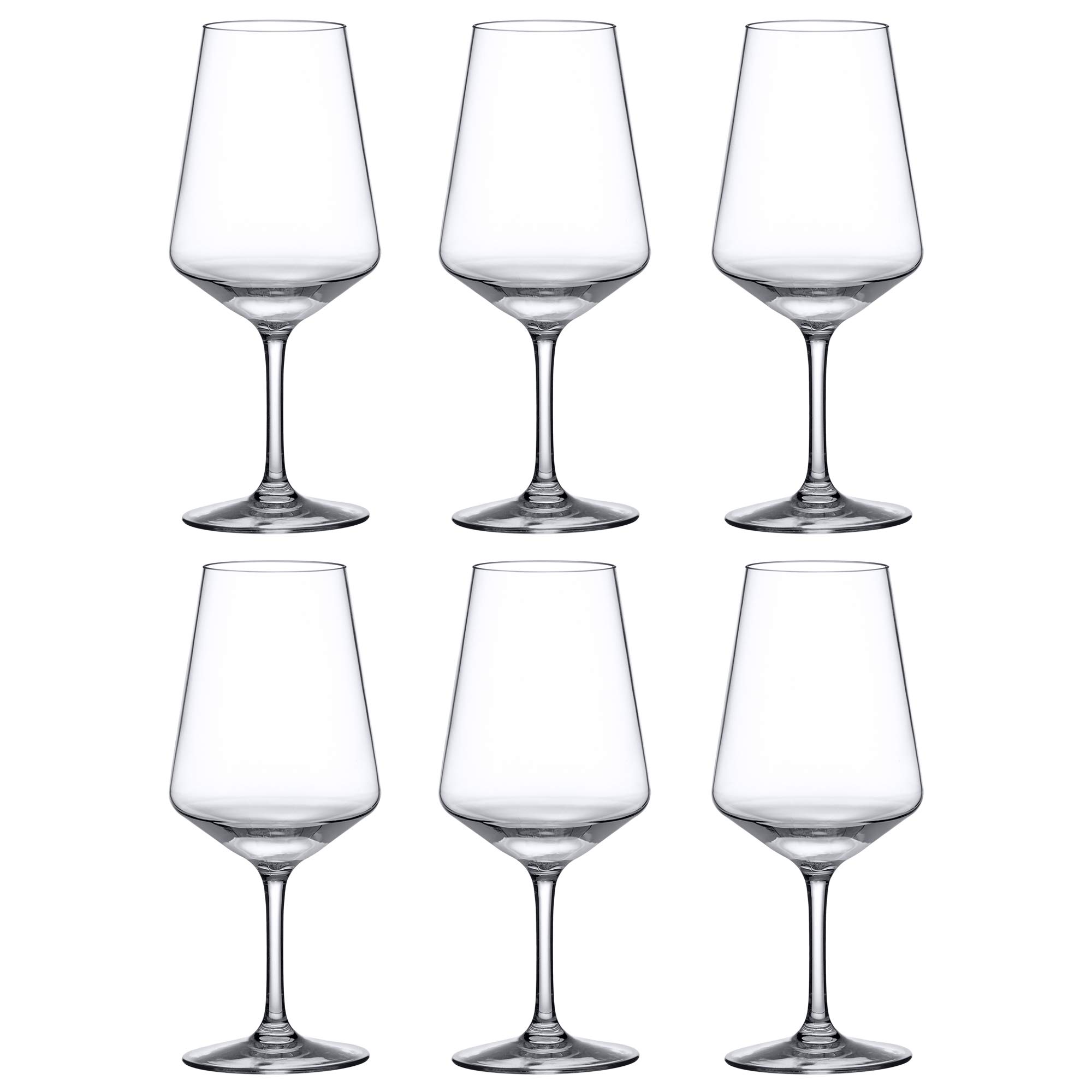 Amazing Abby - Sherry - 20-Ounce Unbreakable Tritan Wine Glasses (Set of 6), Plastic White Wine Glasses, Reusable, BPA-Free, Dishwasher-Safe, Perfect for Poolside, Outdoors, Camping, and More