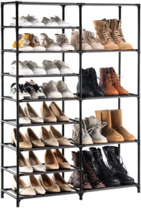 youdenova shoe rack, 9 tier shoe rack storage for closet entryway, non-woven fabric large shoe shelf,stackable shoes organizer for boots (black)