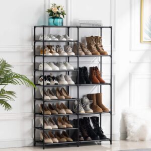 YOUDENOVA Shoe Rack, 9 Tier Shoe Rack Storage for Closet Entryway, Non-Woven Fabric Large Shoe Shelf,Stackable Shoes Organizer for Boots (Black)