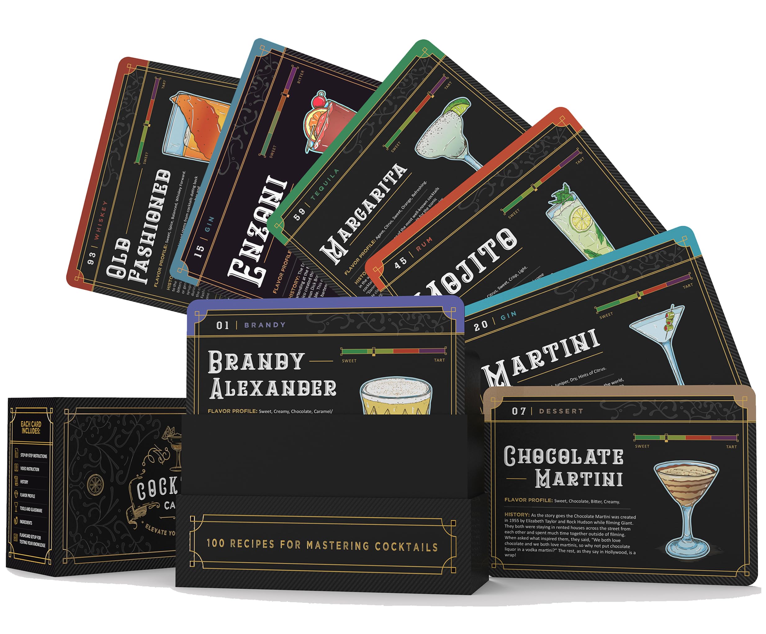 Cocktail Cards: 100 Cocktail Recipes to Master Cocktails in Bartender Flashcard Form with Step by Step Cocktail Instructions and Video Instructions