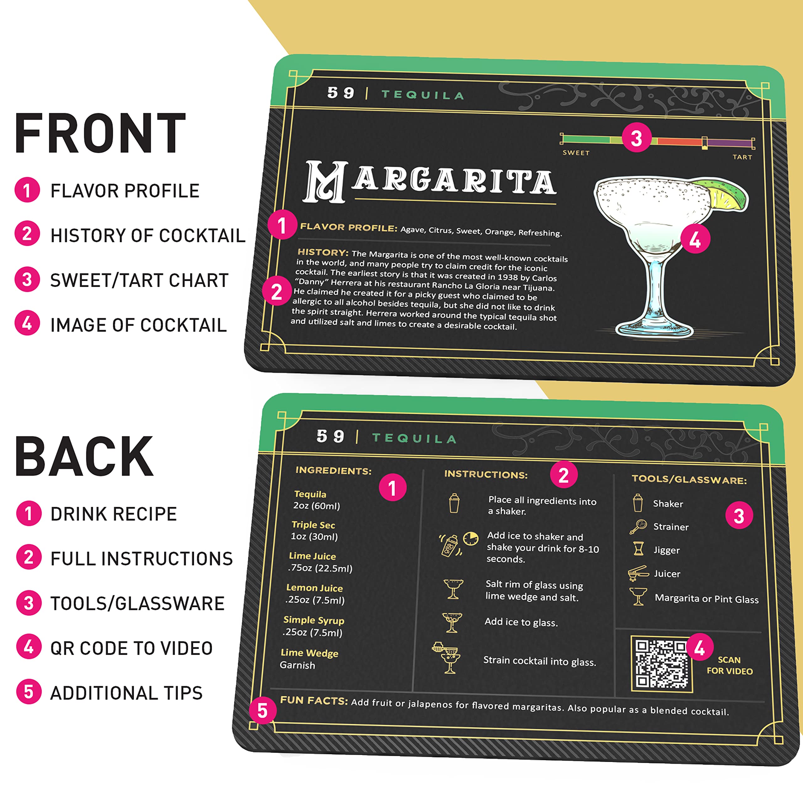 Cocktail Cards: 100 Cocktail Recipes to Master Cocktails in Bartender Flashcard Form with Step by Step Cocktail Instructions and Video Instructions