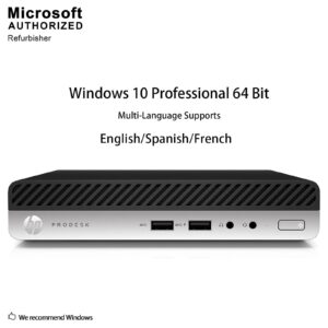 HP ProDesk 400 G3 Desktop Mini Computer, Intel Quad Core I5-6500T up to 3.1GHz, 16G DDR4, 512G SSD, N/A, WiFi, BT, DP, VGA, Windows 10 Pro 64 Bit Language Supports English/Spanish/French(Renewed)
