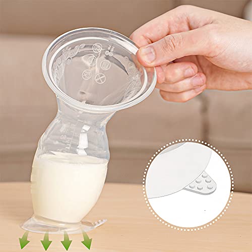 haakaa 100ml Manual Breast Pump with Leakproof Silicone Lid and 75ml Wearable Ladybug Breast Milk Collector Combo for Breastfeeding