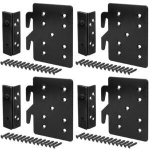 gbgs 4 sets bed frame bed post double hook slot bracket, cold rolled steel 5" ×4¼", thickness 2 mm,heavy duty for bed rail hooks plates bed accessories, screws included