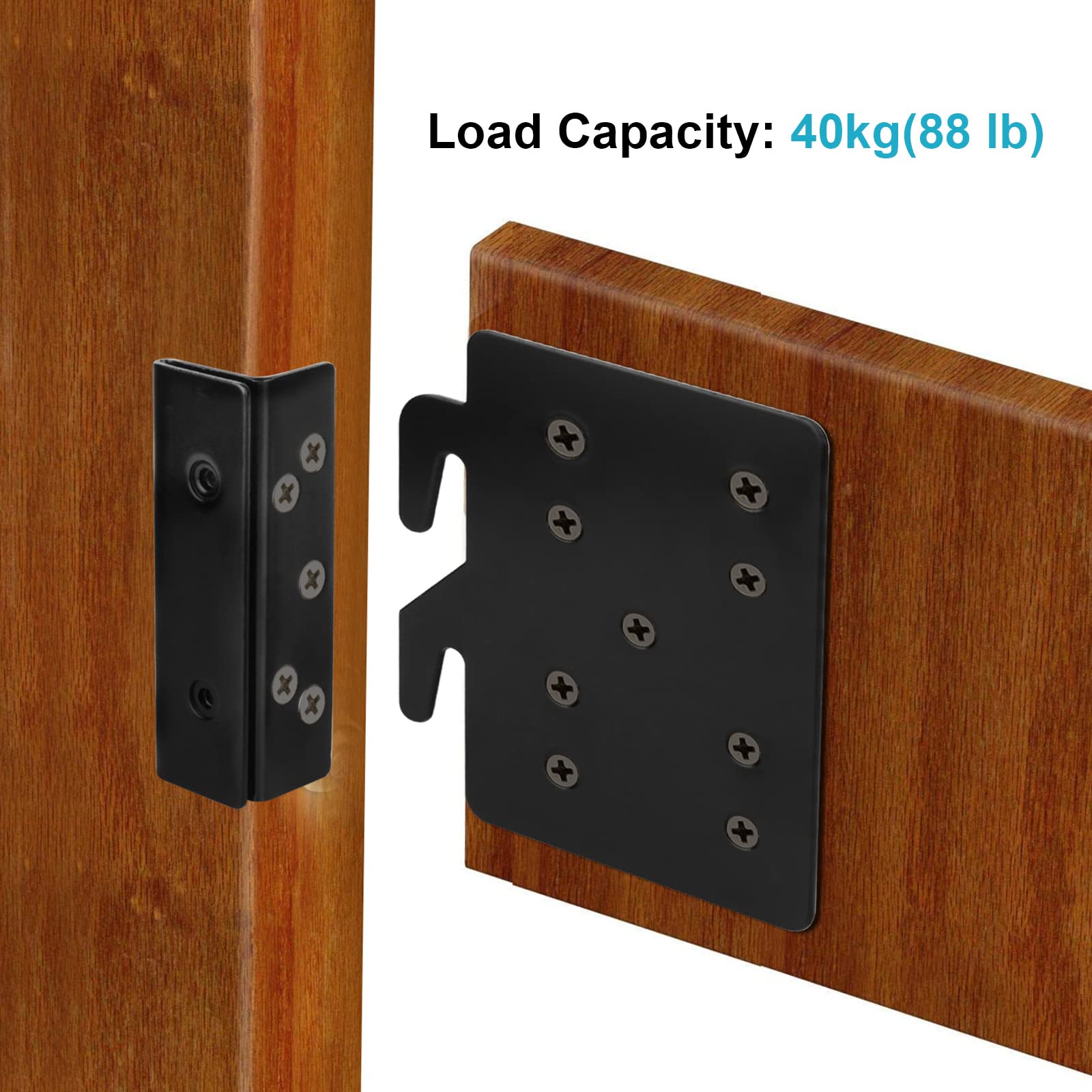 GBGS 4 Sets Bed Frame Bed Post Double Hook Slot Bracket, Cold Rolled Steel 5" ×4¼", Thickness 2 mm,Heavy Duty for Bed Rail Hooks Plates Bed Accessories, Screws Included