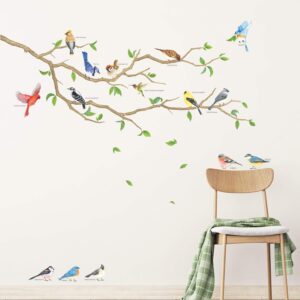 decowall dwl-2015 garden birds wall stickers wall decals peel and stick removable wall stickers for kids nursery bedroom living room