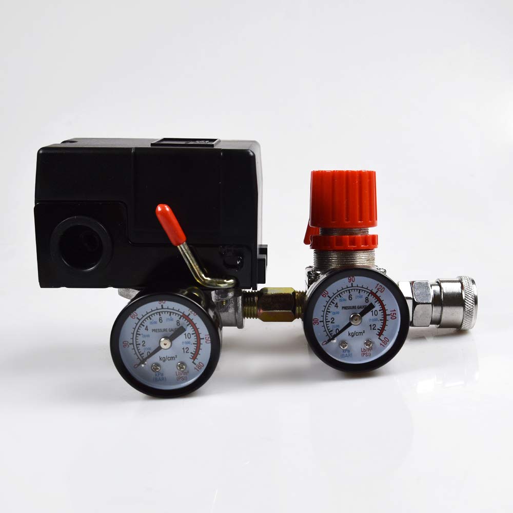 Air Compressor Pressure Switch Pressure with Valve Control Regulators Gauge 90-120PSI 4 Port Safety Valve Air Compressor Parts