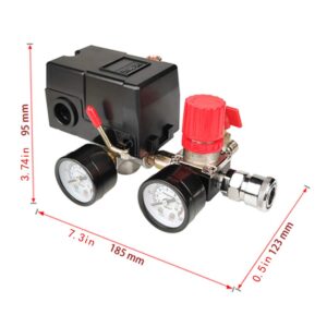 Air Compressor Pressure Switch Pressure with Valve Control Regulators Gauge 90-120PSI 4 Port Safety Valve Air Compressor Parts