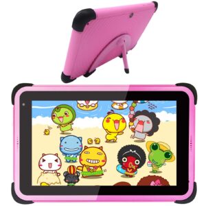 cwowdefu kids tablet 7 inch android 11 tablet kids learning tablet wifi tablet for children toddlers 7" tablet for home school parent control educational tablet with kid-proof case (pink)