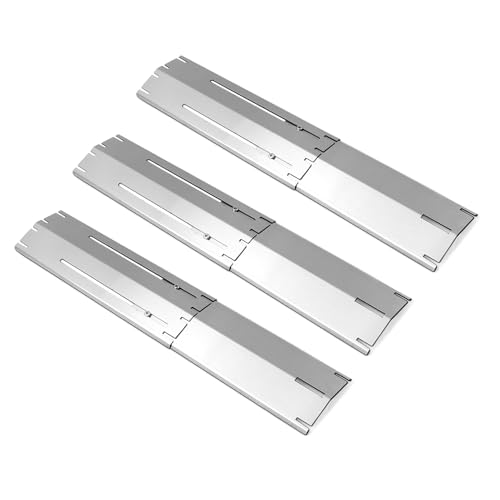 Universal Replacement Heavy Duty Adjustable Heat Plate Shield, Stainless Steel Heat Tent, Burner Cover, Flavorizer Bar, Flamer Tamer for Gas Grill Models, Extends from 11.75" up to 21" L, 3 Pack