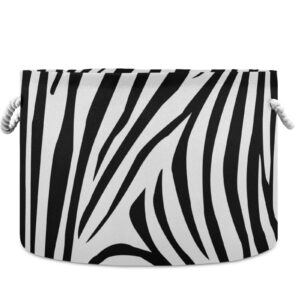 visesunny collapsible large capacity basket animal zebra stripe clothes toy storage hamper with durable cotton handles home organizer solution for bathroom, bedroom, nursery, laundry,closet