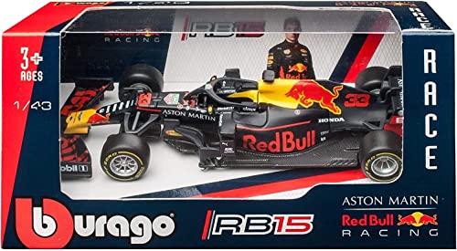 Bburago - 1/43 Scale Model Compatible with Red Bull Racing RB 15 (2019) # 33 Compatible with Max Verstappen (Matte Blue)