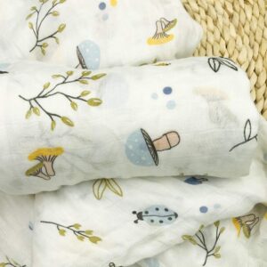 Organic Cotton Soft Muslin Swaddle Blankets Premium Receiving Blanket|Toddler| Bath Towels | Wraps Neutral Receiving Blanket for Boys and Girls (Mushroom)