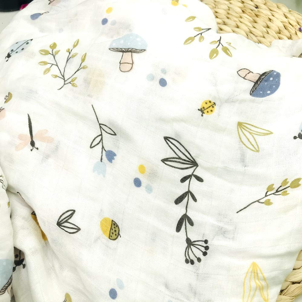 Organic Cotton Soft Muslin Swaddle Blankets Premium Receiving Blanket|Toddler| Bath Towels | Wraps Neutral Receiving Blanket for Boys and Girls (Mushroom)