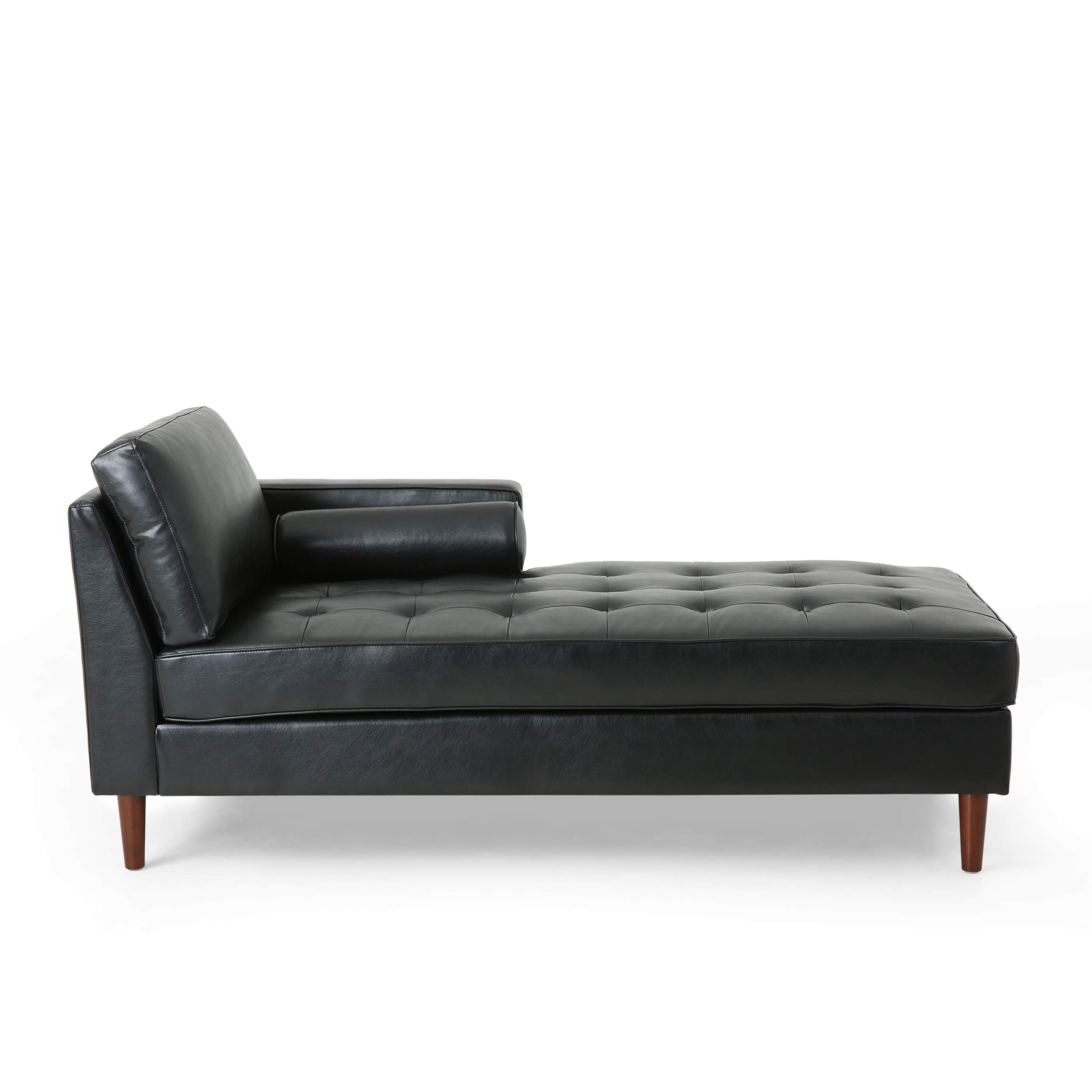 Christopher Knight Home Malinta Chaise Lounge, Pine, Midnight Black + Espresso 66.75D x 31.5W x 33H in