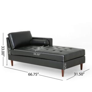 Christopher Knight Home Malinta Chaise Lounge, Pine, Midnight Black + Espresso 66.75D x 31.5W x 33H in