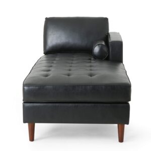 Christopher Knight Home Malinta Chaise Lounge, Pine, Midnight Black + Espresso 66.75D x 31.5W x 33H in