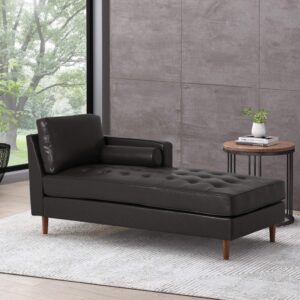 Christopher Knight Home Malinta Chaise Lounge, Pine, Midnight Black + Espresso 66.75D x 31.5W x 33H in