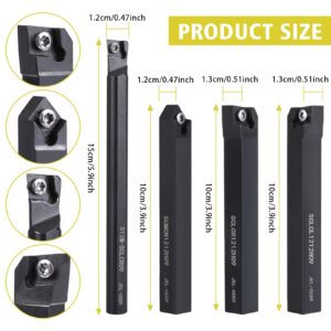 VerLich Metal Lathe Tools Boring Bar, Turning Tools Holder Set with 10pcs CCMT09T304 Carbide Inserts 4Pcs Wrenches (S12M SCLCR09/SCLCR1212H09/SCLCL1212H09/SCMCN1212H09)